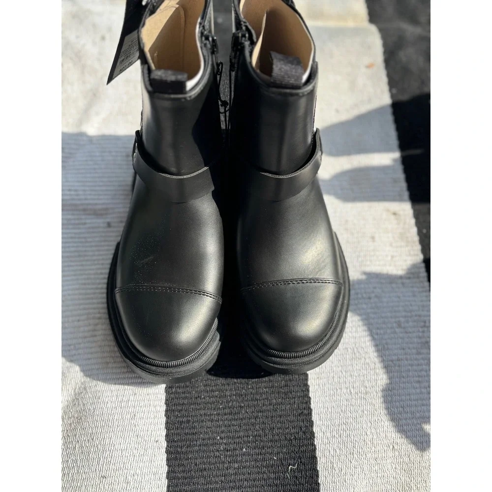 Art Class Kids Black Harness Ankle Boots Chunky Lug Sole Side Zip Size 13 NEW‎